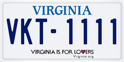 VA license plate VKT1111