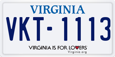 VA license plate VKT1113