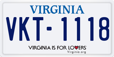 VA license plate VKT1118