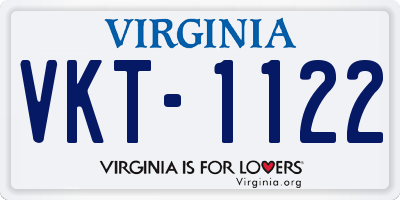 VA license plate VKT1122