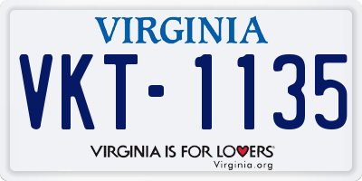 VA license plate VKT1135