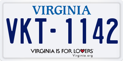VA license plate VKT1142