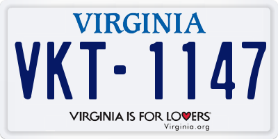 VA license plate VKT1147