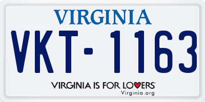 VA license plate VKT1163