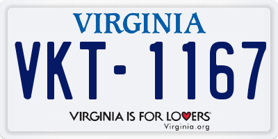 VA license plate VKT1167
