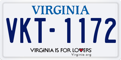 VA license plate VKT1172