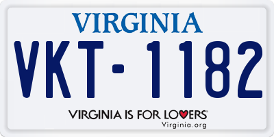 VA license plate VKT1182