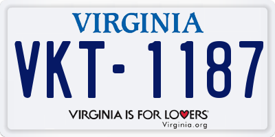 VA license plate VKT1187