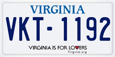 VA license plate VKT1192