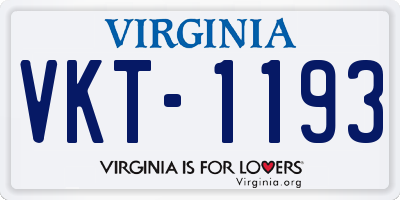 VA license plate VKT1193