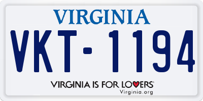 VA license plate VKT1194