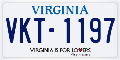 VA license plate VKT1197