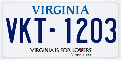 VA license plate VKT1203