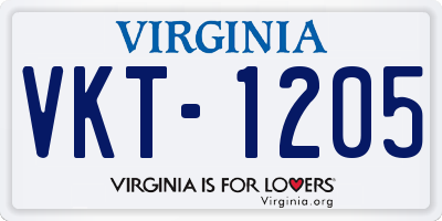 VA license plate VKT1205