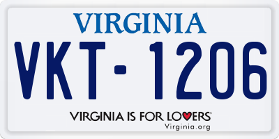 VA license plate VKT1206