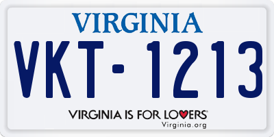 VA license plate VKT1213