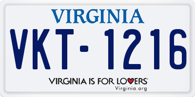 VA license plate VKT1216