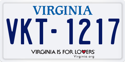 VA license plate VKT1217