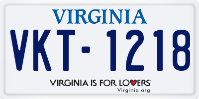 VA license plate VKT1218