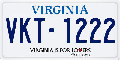 VA license plate VKT1222