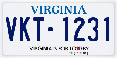 VA license plate VKT1231