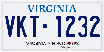 VA license plate VKT1232