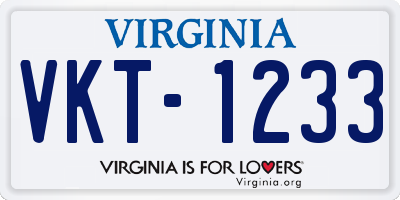 VA license plate VKT1233
