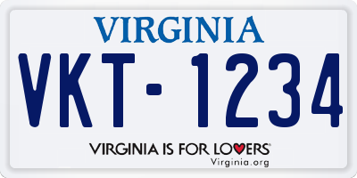 VA license plate VKT1234