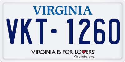 VA license plate VKT1260
