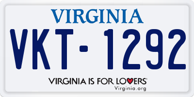 VA license plate VKT1292