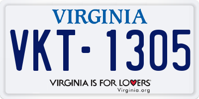 VA license plate VKT1305