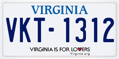 VA license plate VKT1312