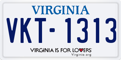 VA license plate VKT1313