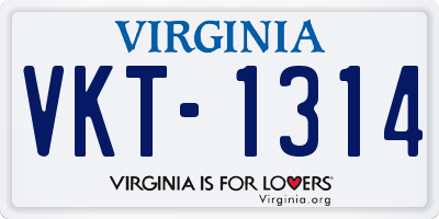 VA license plate VKT1314
