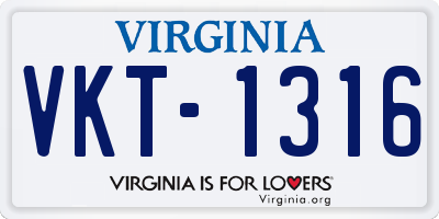 VA license plate VKT1316