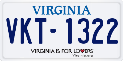 VA license plate VKT1322