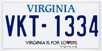 VA license plate VKT1334