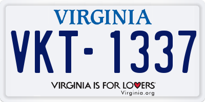 VA license plate VKT1337