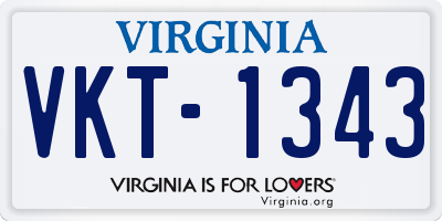 VA license plate VKT1343