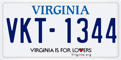 VA license plate VKT1344