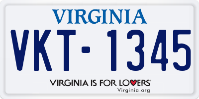 VA license plate VKT1345
