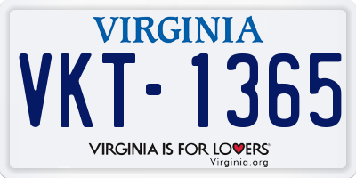 VA license plate VKT1365