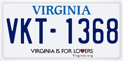 VA license plate VKT1368