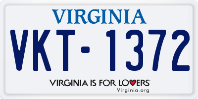 VA license plate VKT1372