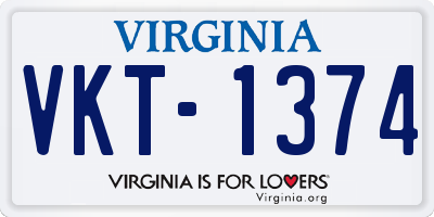 VA license plate VKT1374