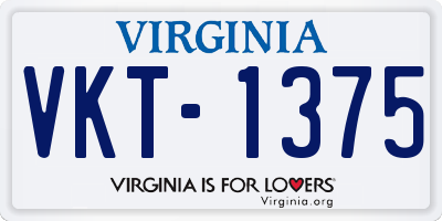 VA license plate VKT1375