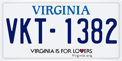 VA license plate VKT1382