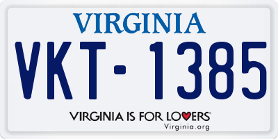 VA license plate VKT1385