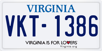 VA license plate VKT1386