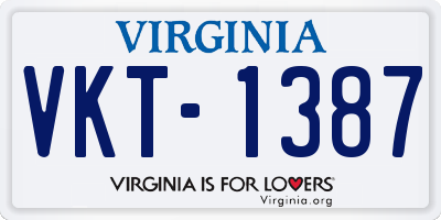 VA license plate VKT1387